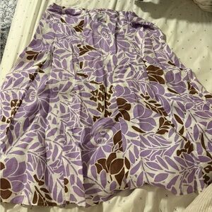 Sunny Leigh Purple and Brown Floral Midi Skirt